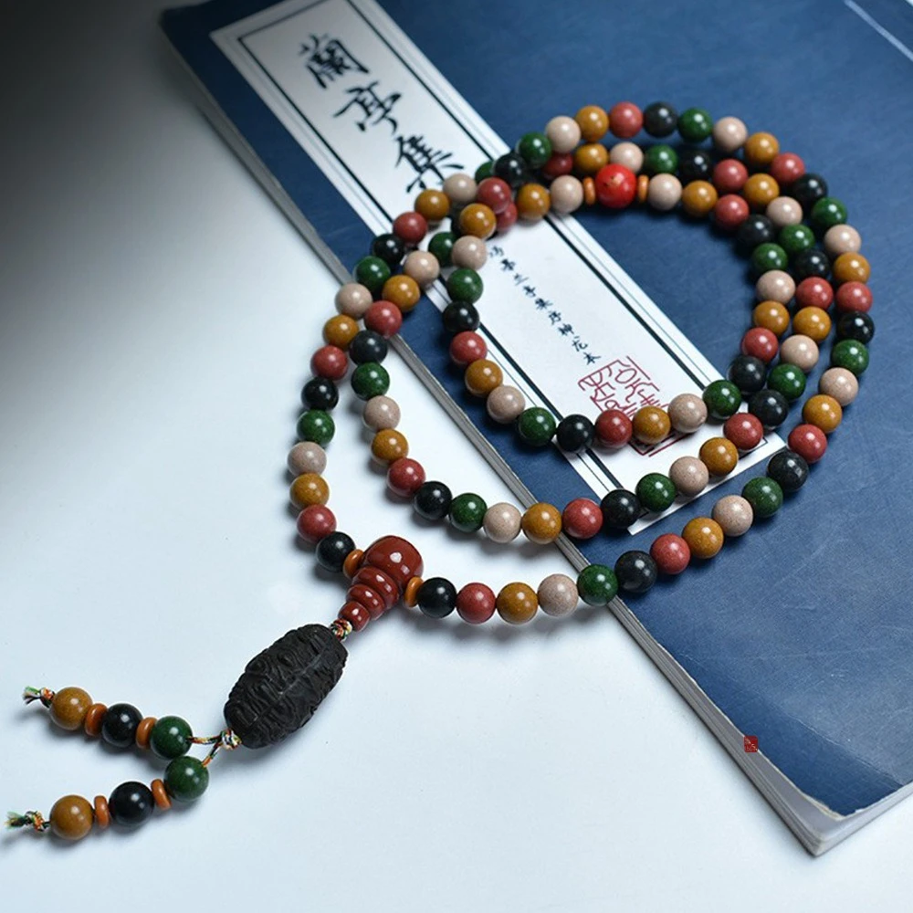 Handmade Ancient-Style Blended Incense Beads Bracelet Five Elements Themed Unisex Chain With Timeless Fragrance