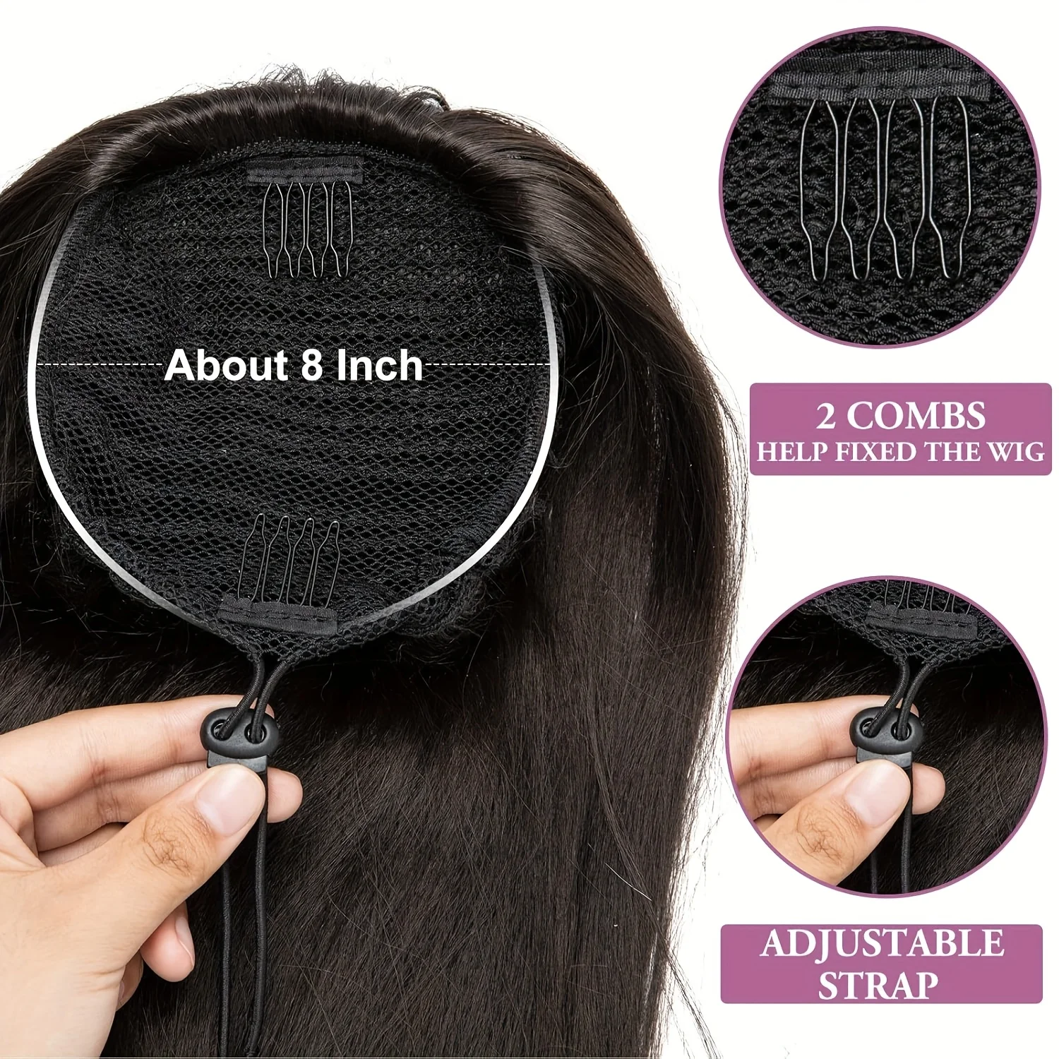 Kinky Straight Drawstring Ponytail Extension for Afro Women Tail Warping Pony Tail Hair Extension Black Ponytail Synthetic