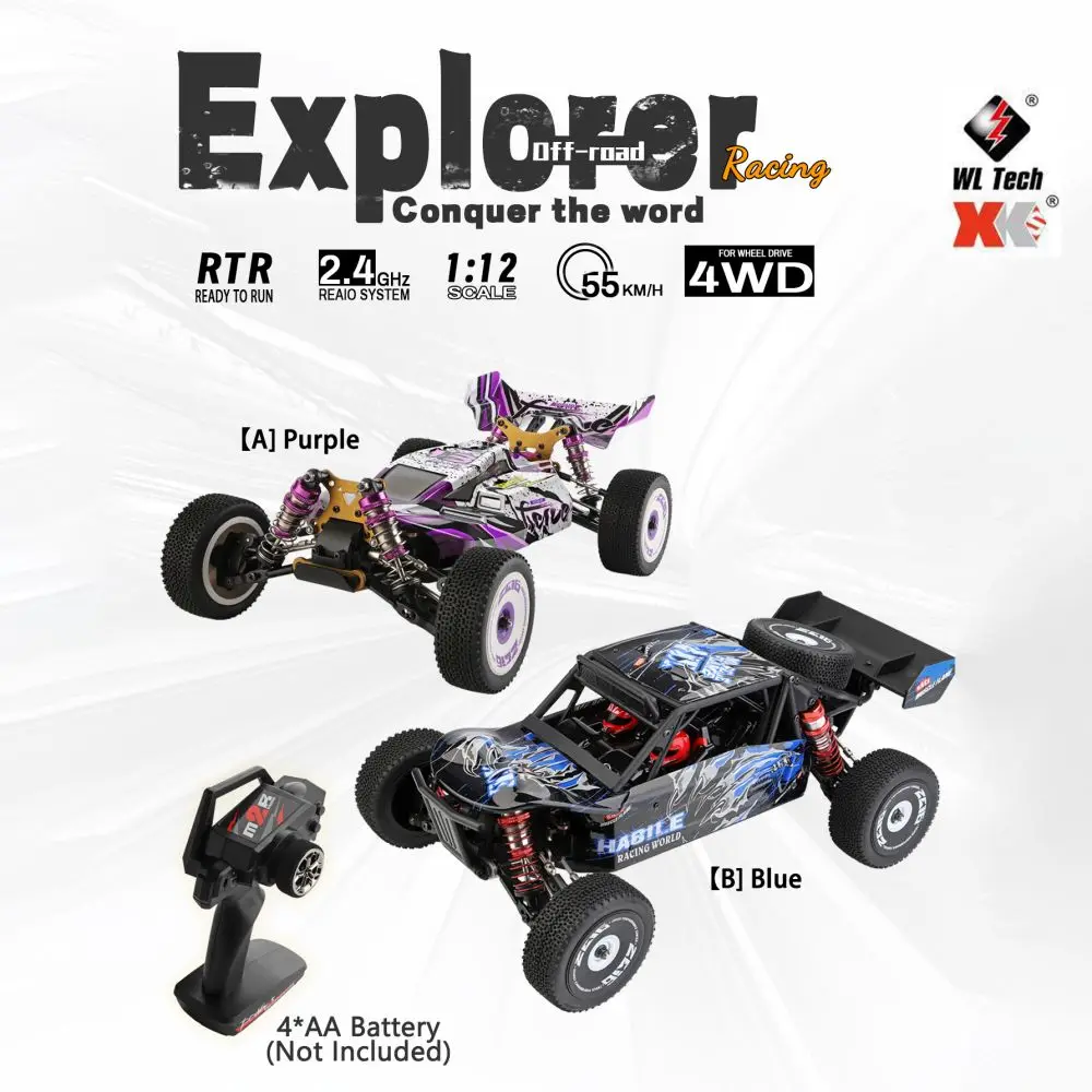 1:12 WLtoys 2.4G ความเร็วสูง 55 กม./ชม. RC รถ 4WD การแข่งขัน Drift รีโมทคอนโทรลรถ 124018 / 124019 รถ RC ออฟโรดแชสซีโลหะผสม