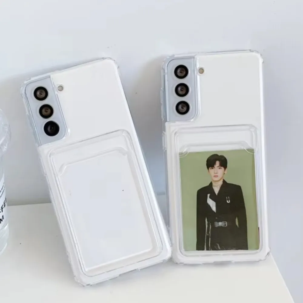 Clear Silicone Card Slot Holder Phone Case For Samsung S26 Ultra S25 Plus S24 FE S23 S22 Ultra Transparent Soft Photo Bag Cover view 2