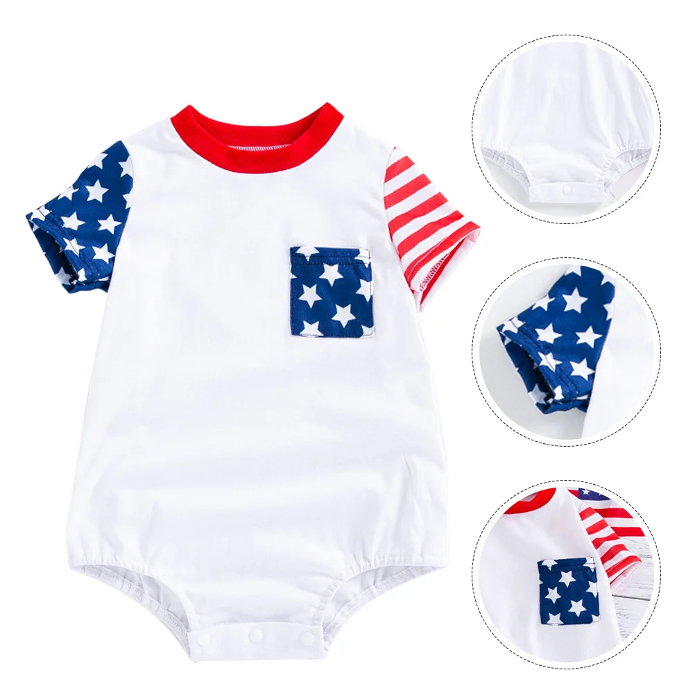 Barboteuse à manches courtes pour nouveau-né, motif du jour de l'indépendance, tenue pour bébé garçon et fille, vêtements pour nourrissons, usage quotidien, accessoires de photographie