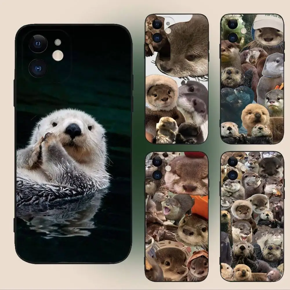 

Cute Animals Otters Phone Case For iPhone 16,15,14,13,12,11,Plus,Pro Max,XS,X,XR,SE,Mini,8,7 Soft Silicone Black Cover