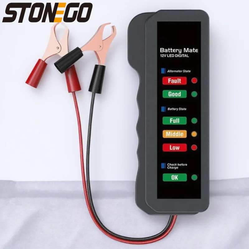 

Mini 12V Car Battery Tester for 12 Volt Batteries Check Vehicle Alternator Test Diagnostic Tool Automobile Motorcycle