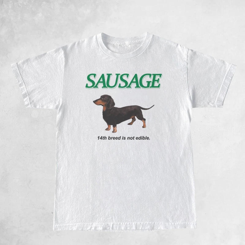 Kawaii Sausage Dog Print T Shirt Women Oversized Korean Fashion Streetwear Tops Cute Funny T-Shirts Y2k Aesthetic Tees Clothes