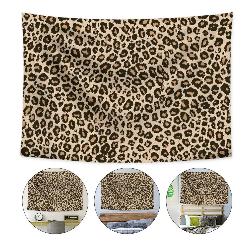 Leopard Print Decorative Tapestry Custom Home Living Room Bedroom Wall Decor Wallpaper Backdrop Cloth With Clips