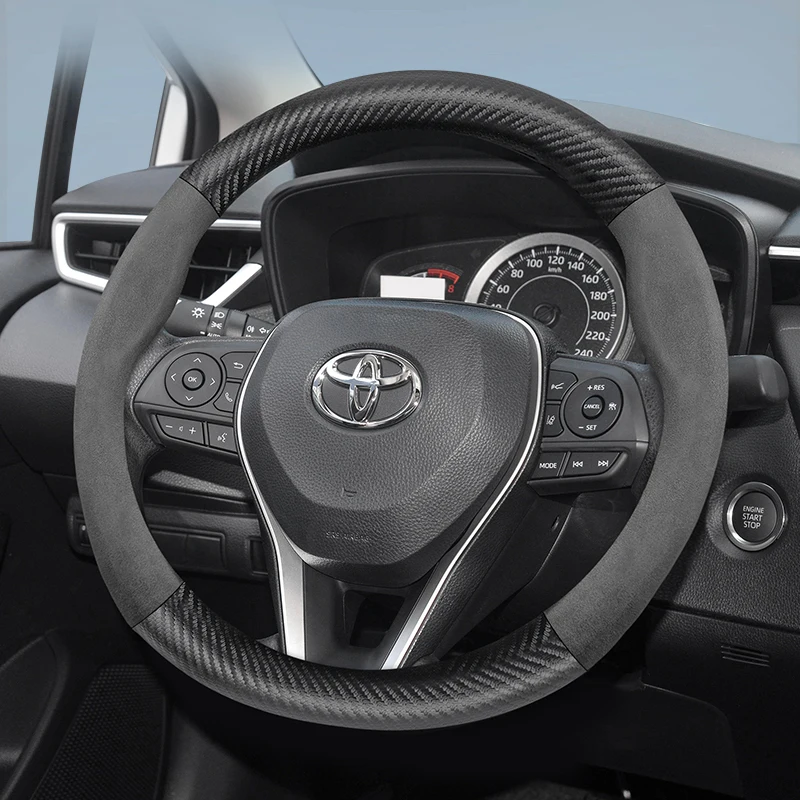 

For Toyota Suede Carbon Fiber Steering Wheel Cover Fit Yaris Corolla Chr Rav4 Hilux Aygo Auris Wish Etios Touring Camry Tacoma