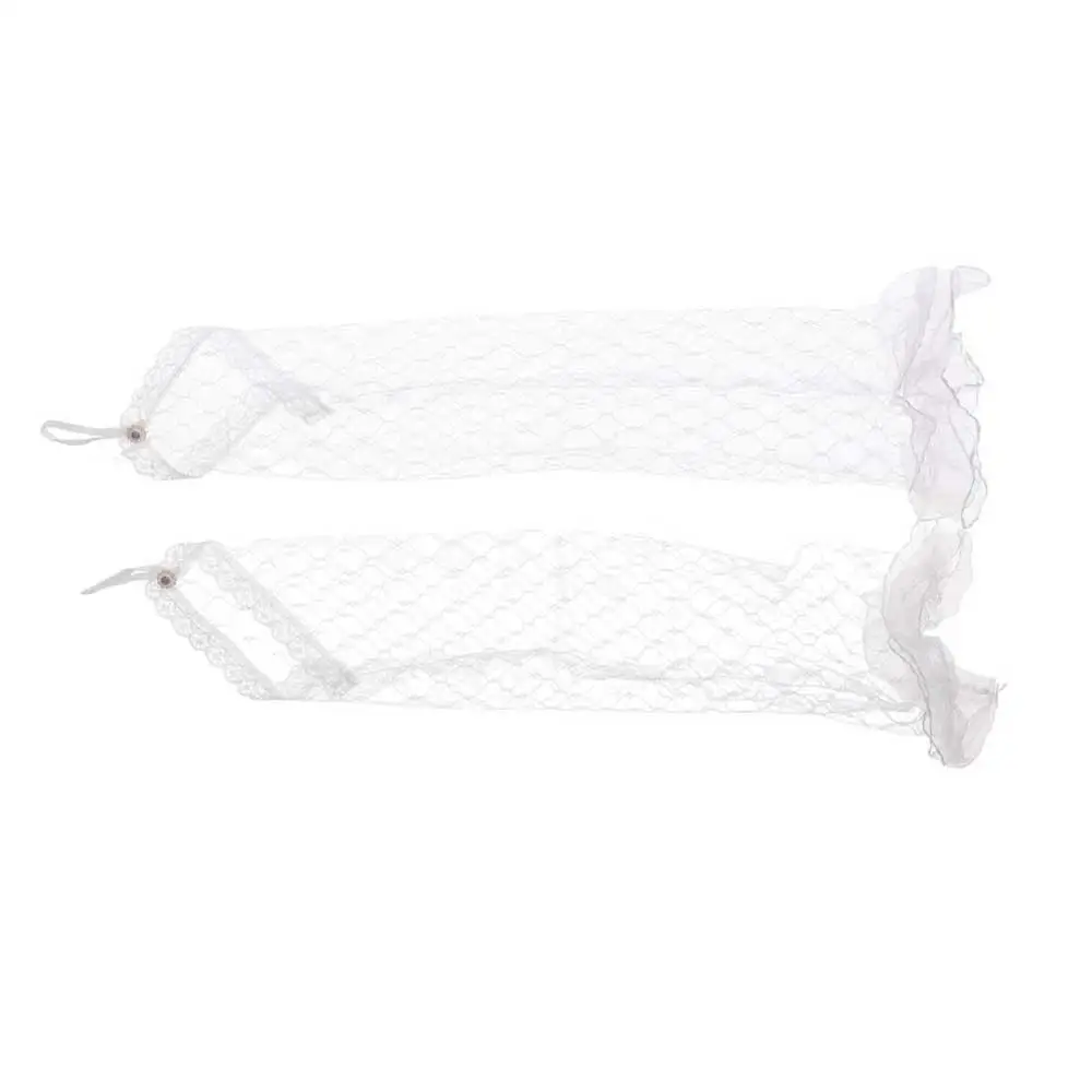 Mitaines de mariée pour femmes et filles, accessoires flexibles et élégants, protection solaire, gants blancs avec nœud en dentelle, à volants