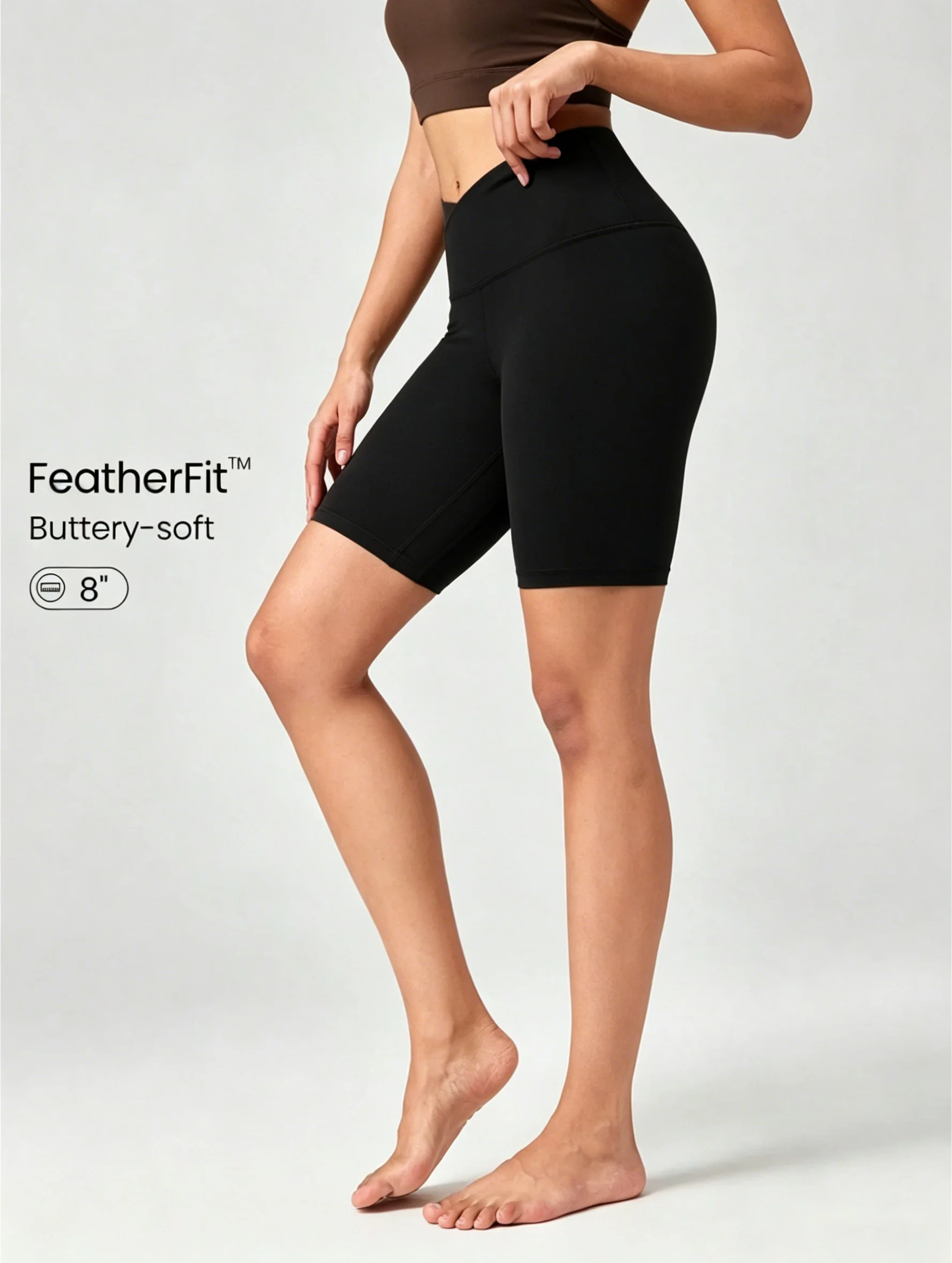 Damen High-Waist Cross-Shorts, Butterweich, Atmungsaktiv, Komfortabel, Fitness-Shorts, Bauchweg-Effekt, Yoga- und Radlerhosen