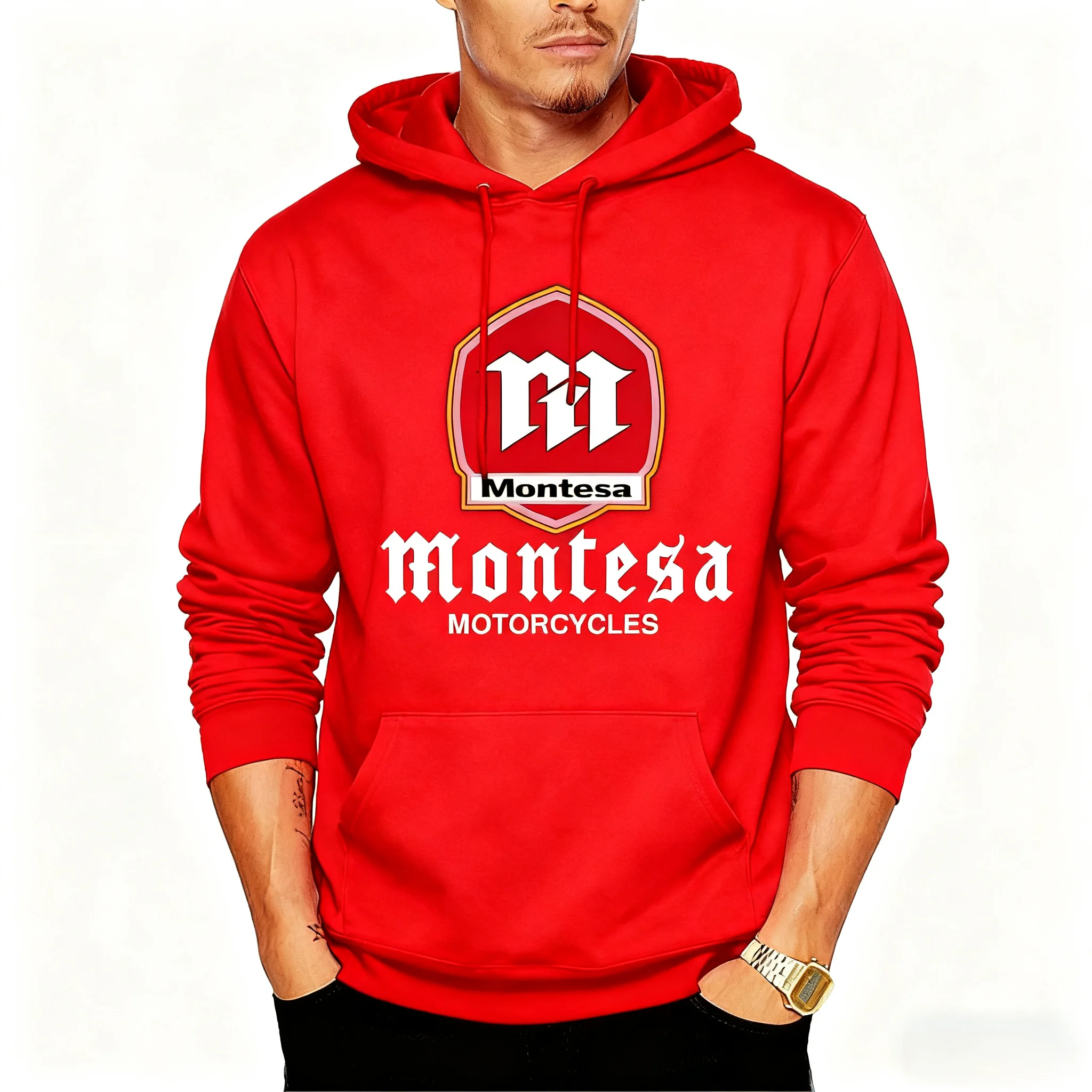 モンテサオートバイパーカー男性用ヴィンテージデザインカジュアル快適な服アウトドアライディングスポーツトレーニングフード付きジャージユニフォーム