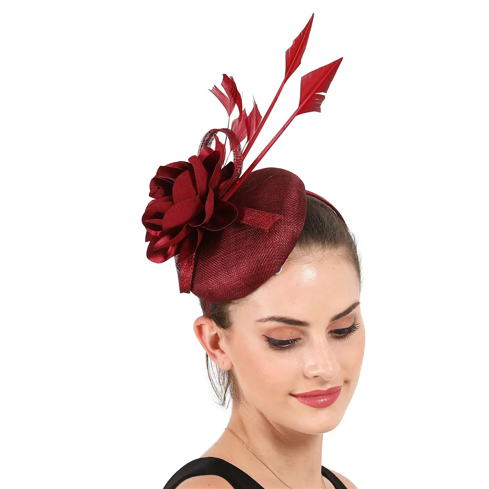 

Nice Quality 4-Layer Sinamay Wedding Fascinator Hat For Wedding Elegant Women Fashion Headwear Party Dinner Chapeau Hair Clip