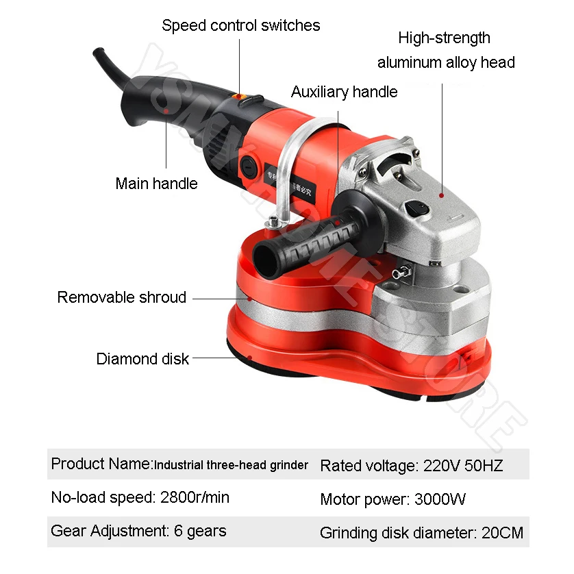 Wall Grinding Machine Handheld epoxy lacquer floor grinding machine Dust -free polishing concrete pavement milling machine 220V