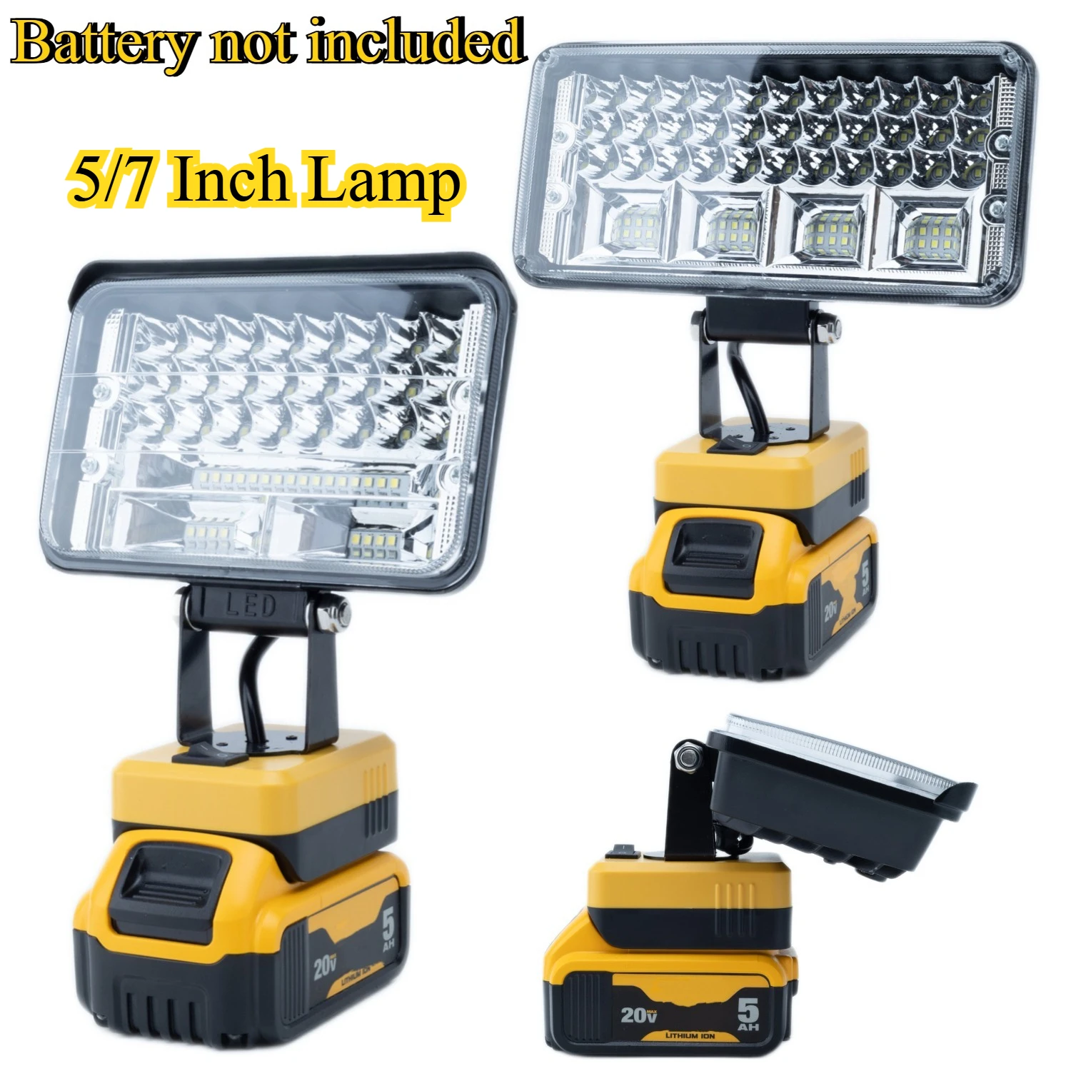 5/7 Inch For DeWalt 18/20V Li-ion Battery Workshop Outdoor Camping Fishing Wireless LED Work Light Portable Emergency Light