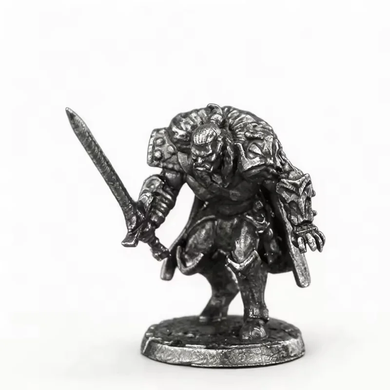 Solid White Copper Mercenary Soldier Miniature Model Figure - Tabletop Wargame Chess Piece - Desk Ornament