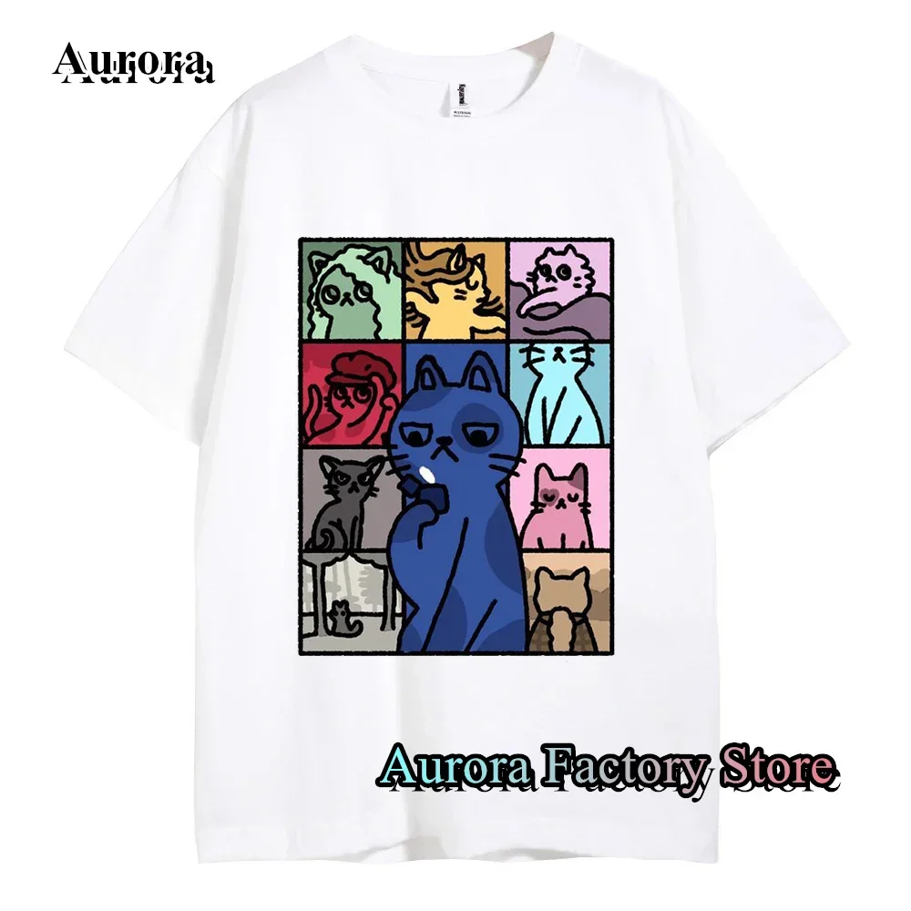 Summer Men Cotton T-Shirt Cartoon Cats Graphic Tops Tees Taylor Swif Clothing Short Sleeve Streetwear Women Harajuku T-Shirt