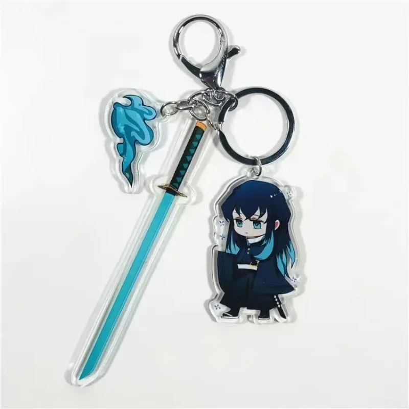 Tokitou Muichirou Sword Keychain Anime Kibutsuji Muzan Kamado Tanjirou Agatsuma Zenitsu Rengoku Kyoujurou Acrylic Key Chain