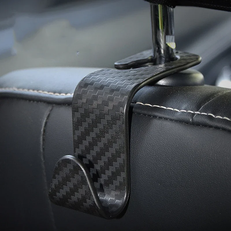 4Pcs Car Seat Headrest Hook for Auto Hidden Hook Back Seat Organizer Hanger Storage Holder Car Carbon Fiber Hooks for Purse Bags