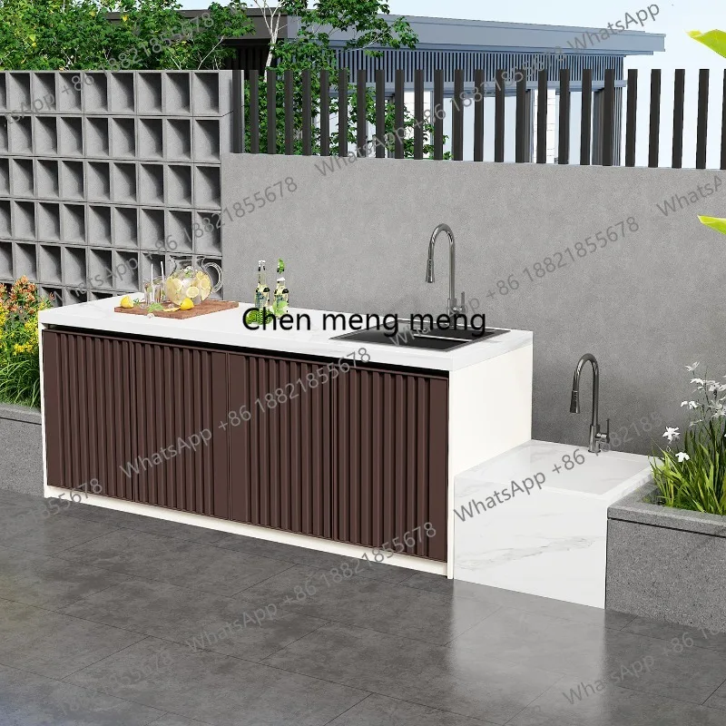 

Outdoor courtyard sink, garden slate hanging under the console, outdoor sink, locker