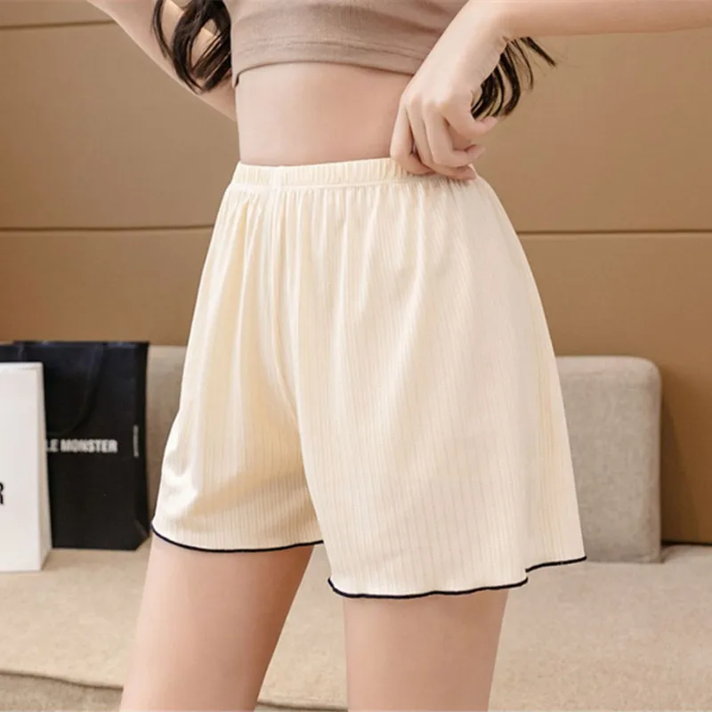 Nuevos pantalones de seguridad de seda de hielo para mujer, antiexposición, finos de verano, se pueden usar afuera, pantalones cortos sueltos para el hogar