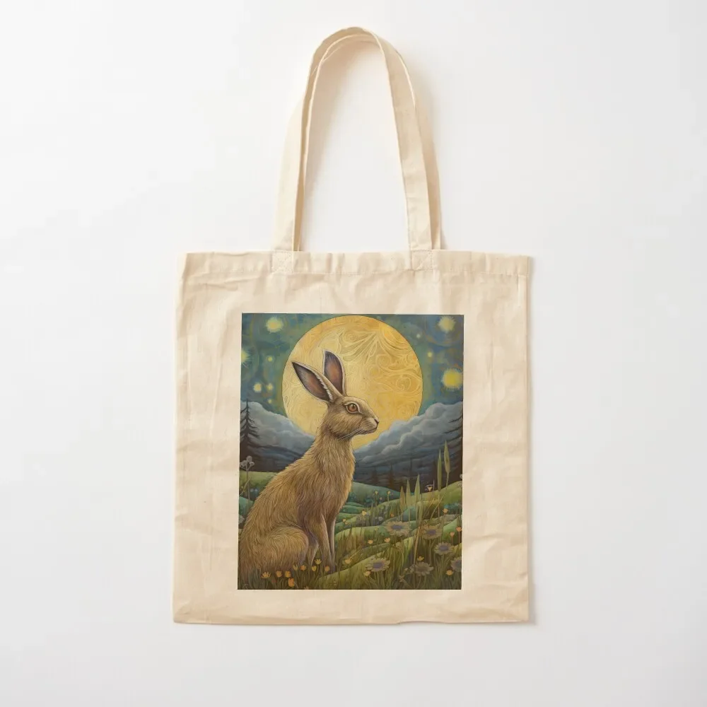 Moonlit Reverie: The Hare's Serenity 05 Tote Bag tote woman cute pouch large foldable reusable