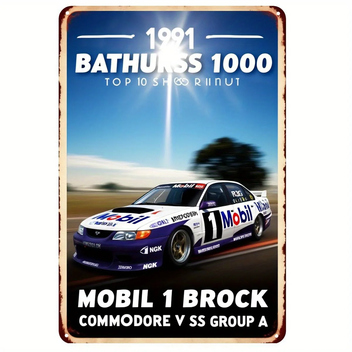Vintage 1991 Bathurst 1000 Peter Brock 1 Commodore VS Group A Metal Sign -   Retro Motorsport Wall Art for Home Decor, Car Enthu