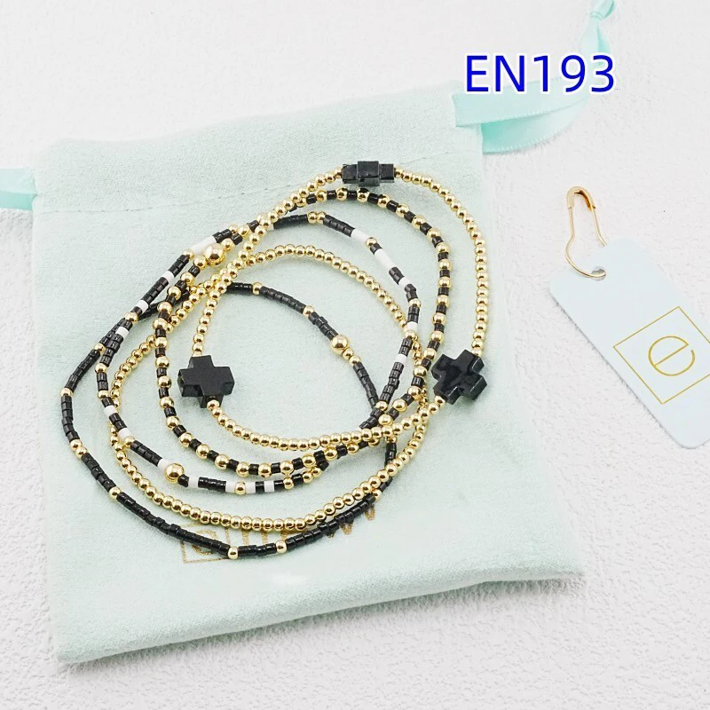 

VKVVA Fashion Jewelry Gold-plated Round beads Colorful Cross Bracelet Set 5PCS for Women Birthday Gifts, Unique Gift