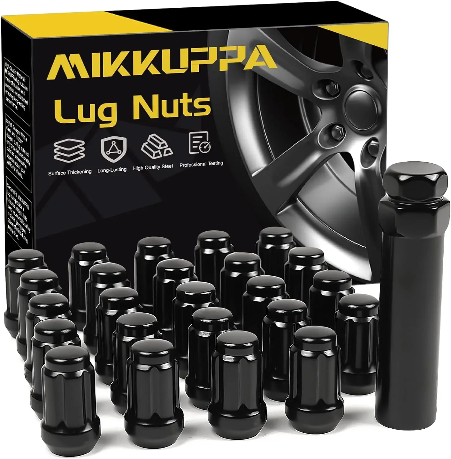 MIKKUPPA 24pcs M12x1.25 Lug Nuts - Replacement for 2005-2015 Armada, 2004-2019 Titan, 1995-2004 Pickup Aftermarket Wheel Black