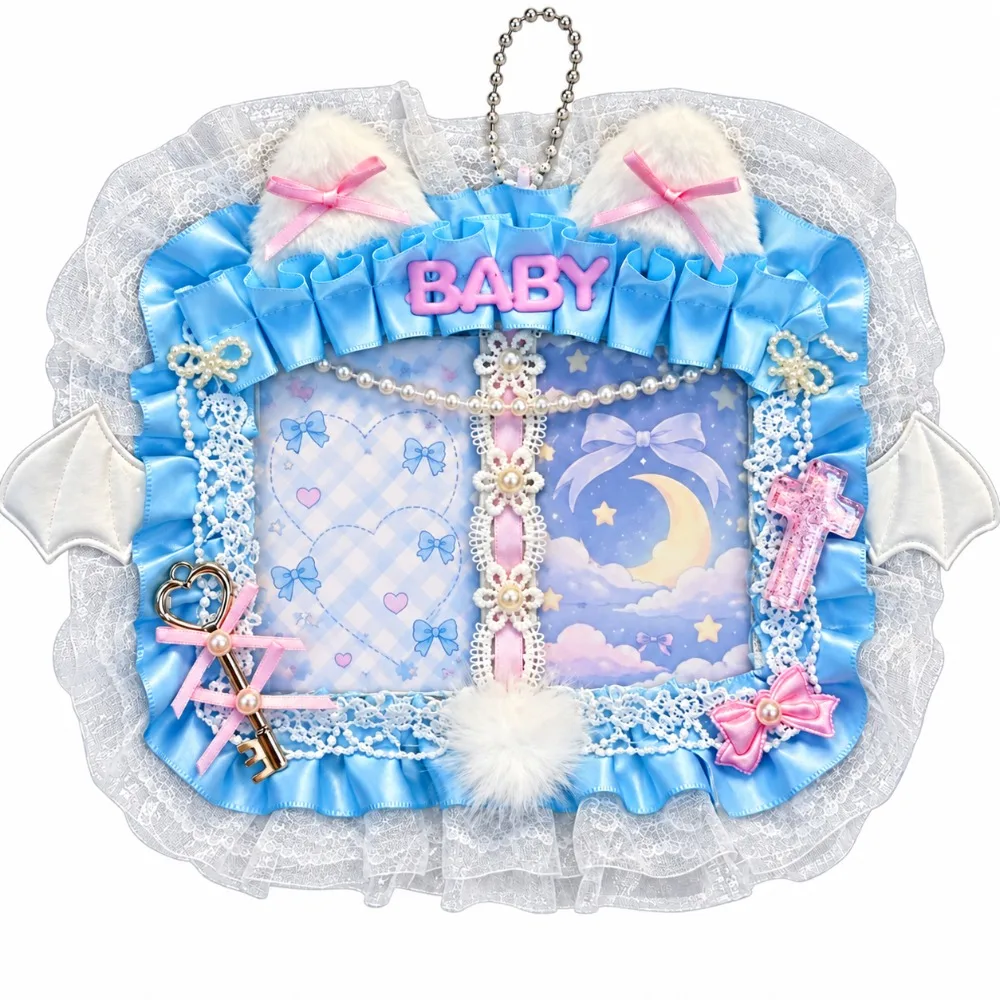 New Double Slot Photocard Holder Ribbon Bow Lace Lace Card Holder Cute Lolita Style Photo Card Display Holder Craft Accessory