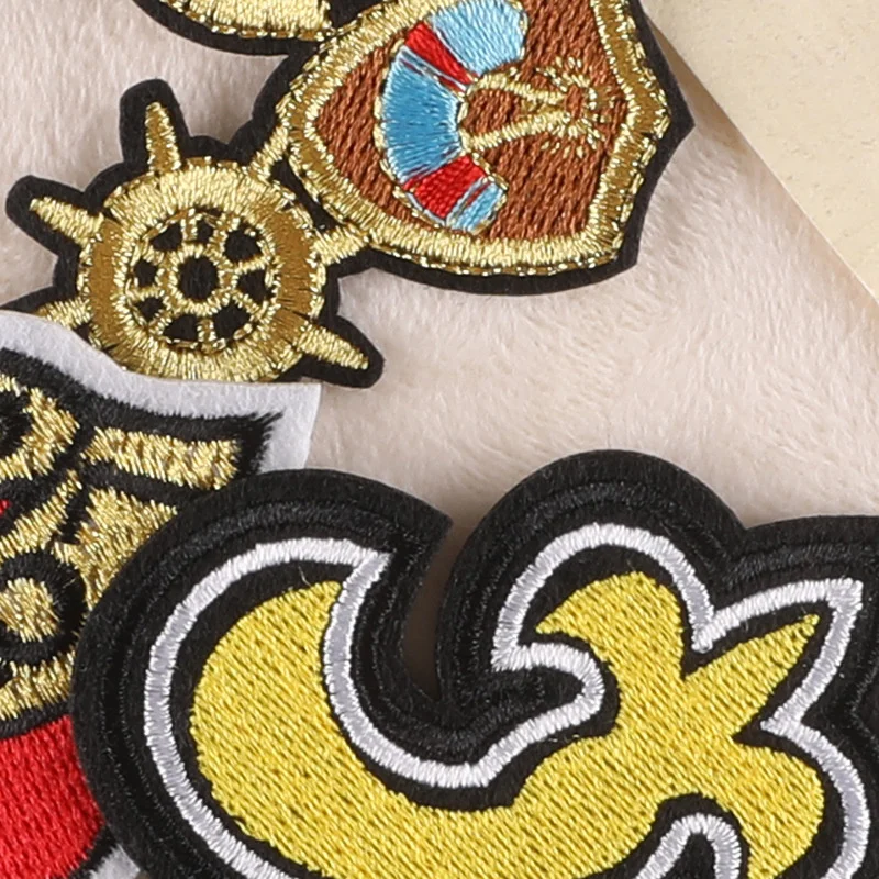 Gold sea anchor patch Iron On for clothes DIY hat coat Hot melt adhesive badge decorative cloth paste stage clothing accessories