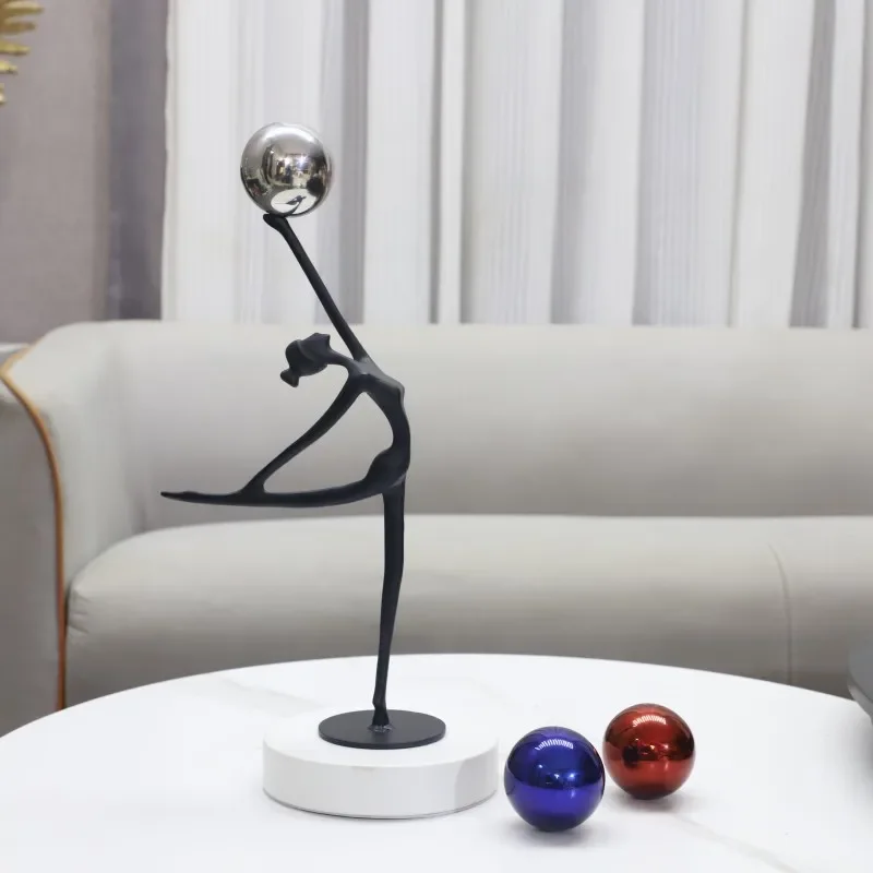 

European Light Luxury Abstract Dancing Girl Art Sculpture Living Room Porch Model Room Home Figurines Miniature Art Decoration