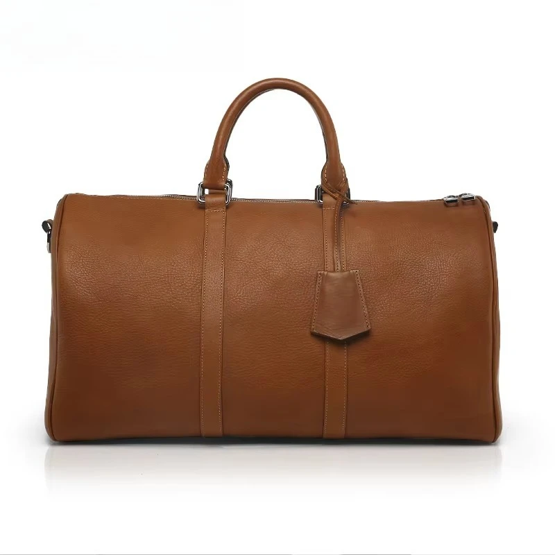 Full Grain Italian Vegetable Tanned Leather Keepall Men's Weekend Duffel Bag