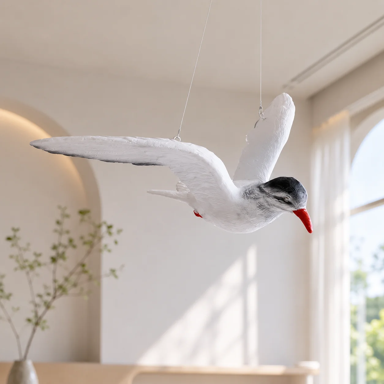 Hanging Decorations Resin Seagull Bird Ceiling Pendant Flying Bird Home Hotel Mall Room Wall Ornament Coastal Decor