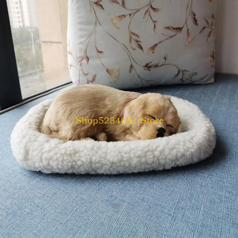 AXYC Plush Breathing for Cat Furry Dog with Mat Realistic Stuffed Animals Plush Toy Model for Creative Simulation Lovely Cats