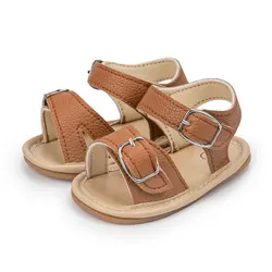 KIDSUN 2023 Newborn Baby Sandals Shoes Infant Girl Boy Summer Rubber Learther Anti-slip Flat Soft Toddler First Walkers Shoes