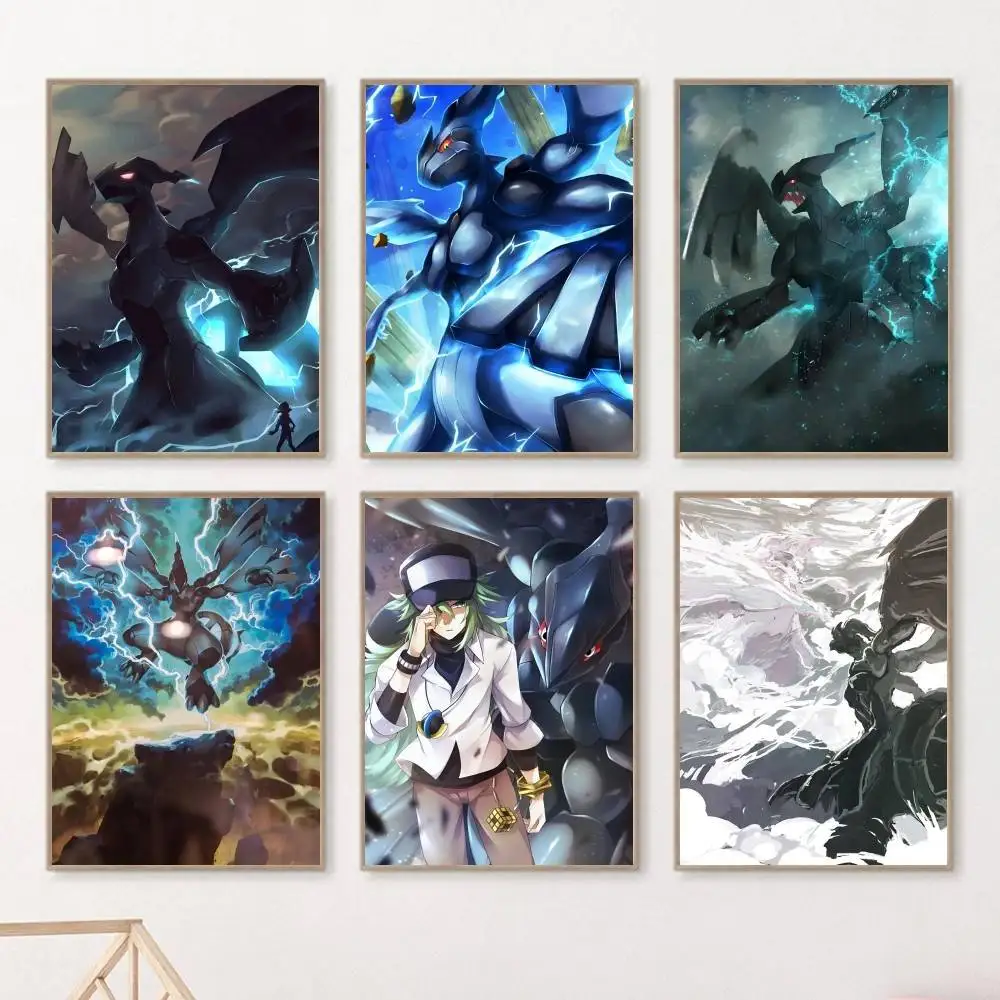 Anime Game Legendary Handsome Black Dragon Z-Zekrom Posters HD Print Vintage Wall Art Decor for Home Study Room
