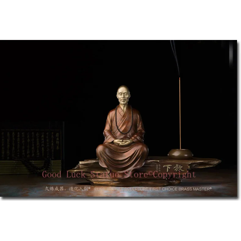 GOOD LUCK Home office Business TOP Decor ART -Buddhism Spiritual practice ART BRASS Hand engraving art sculpture 42CM