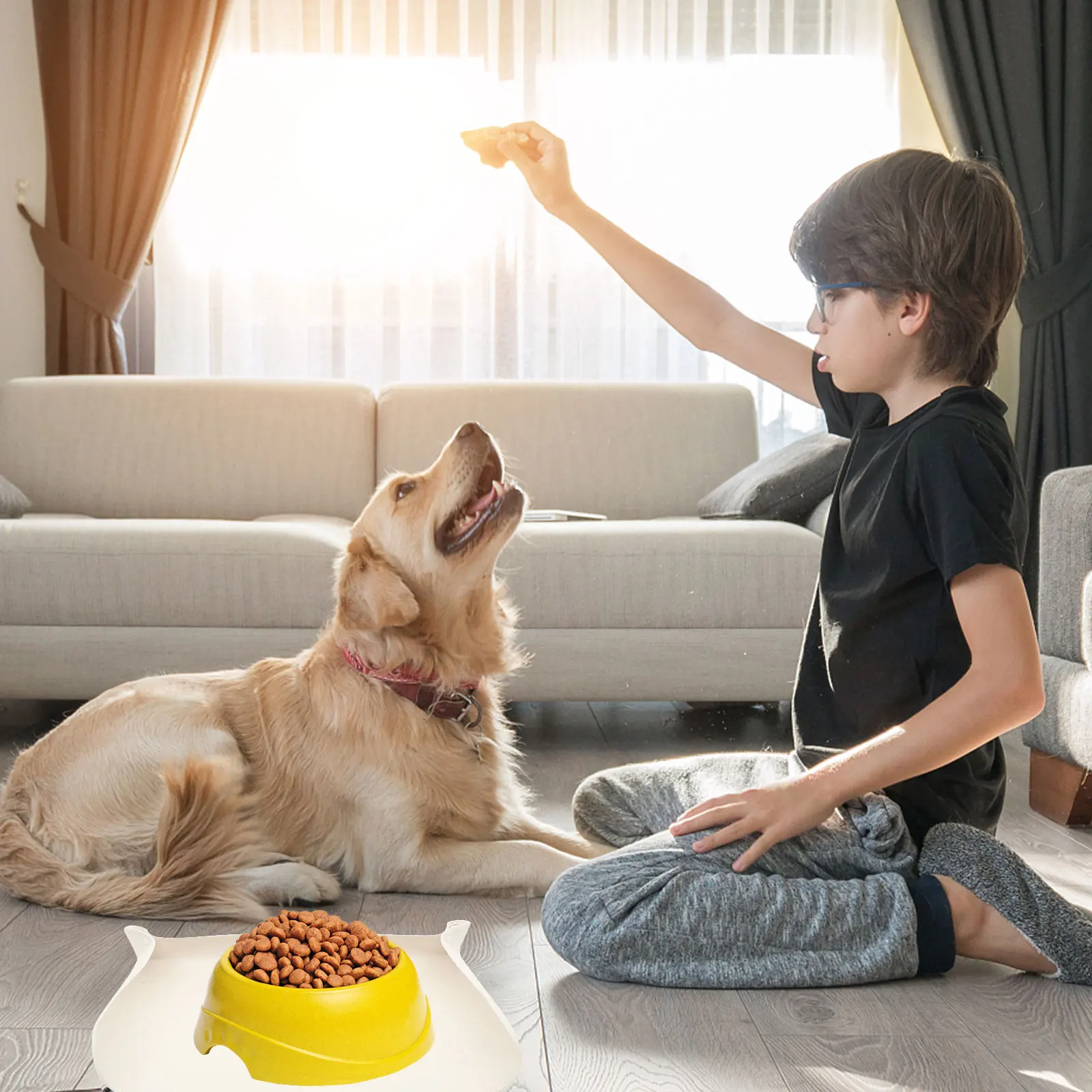 

1pc Pet Feeding Mat Leak-Proof Non-Skid Durable Pu Material For Dog Cat Bowl Floor Use Indoor Outdoor Reusable Waterproof Food