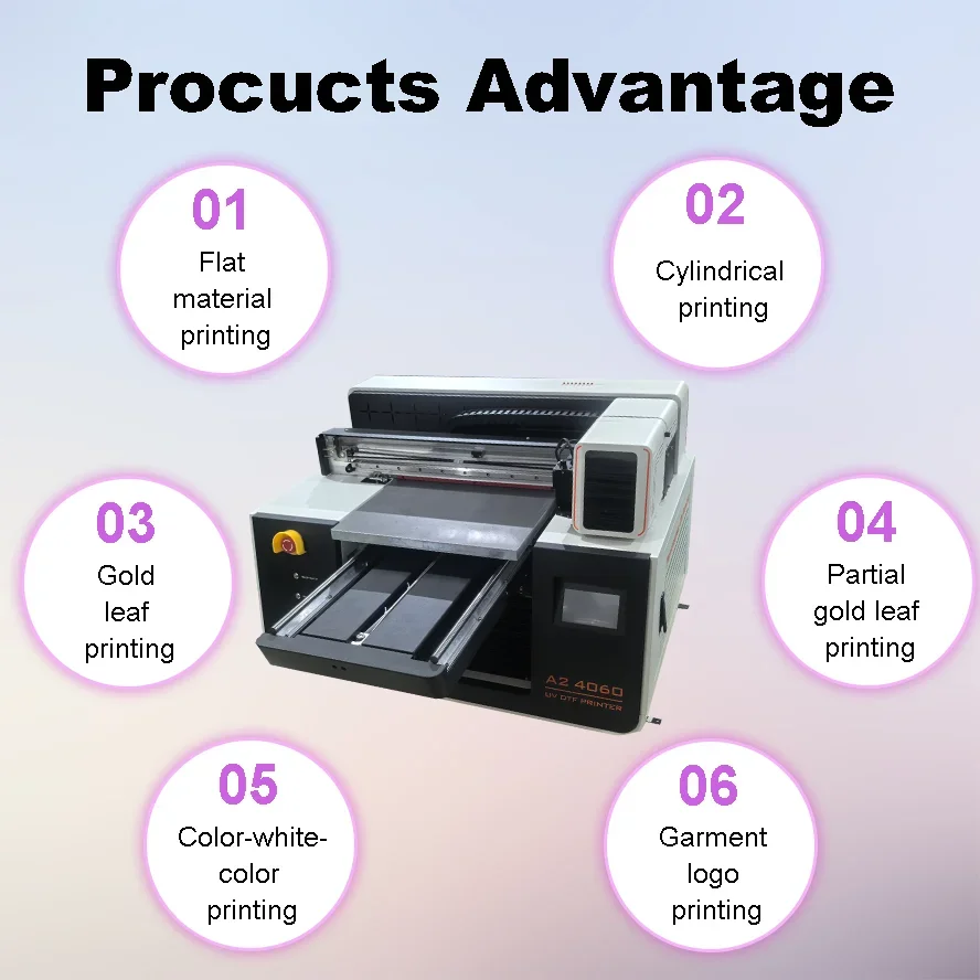 Small A2 Flatbed UV Dtf Inkjet Printer for Phone case Glass Bottle Pen PVC Acrylic Ceramic Wood Metal UV Effect Printing Machine view 5