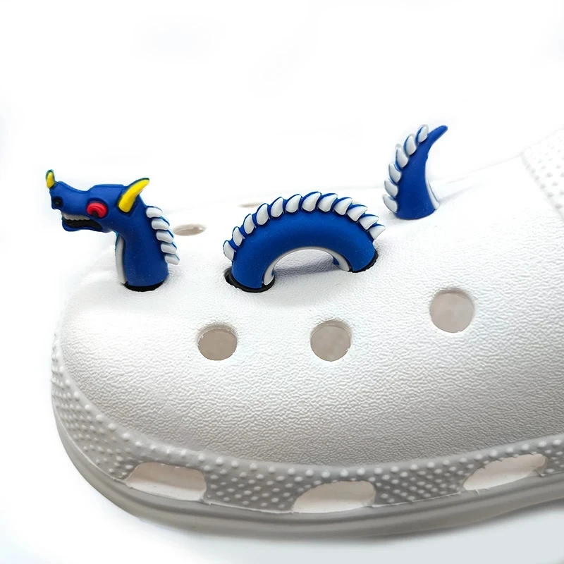3PC/Set Spoof Cartoon China Dragon PVC Hole Shoe Charms Fit Croc Snake Decorations Buckle DIY Funny Shoe Accessories Unisex Gift image 4