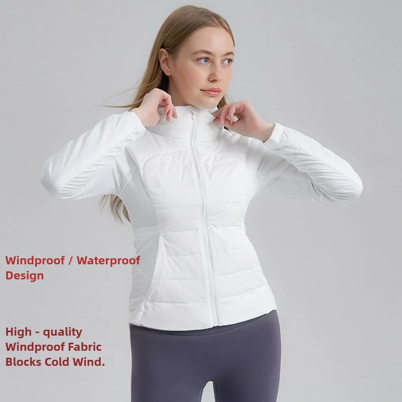 Chaqueta deportiva de invierno para mujer, Parka con capucha resistente al agua y al viento con cintura cónica y relleno de pato blanco