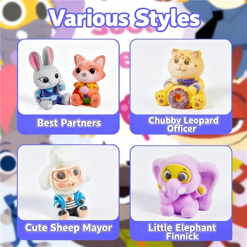 Disney Zootopia Series Blind Box Mini Flocking Keychain Trendy Blind Box Collectible Mystery Box Birthday Festival Gift for Bag