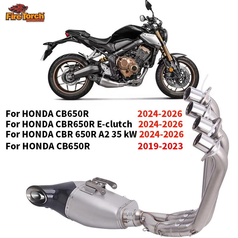 Sistema de escape completo Slip-On para motocicleta Honda CB650R CBR650 CBR 650 R E-Clutch A2 35KW 2019-2026, silenciador Espace Moto