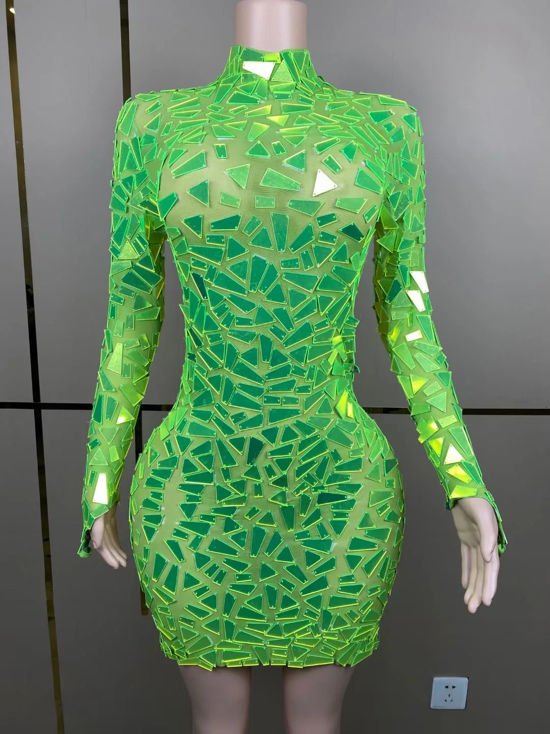 2025 카니발 여성 거울 의상 긴 소매 슬리밍 드레스 축제 축하 정장 파티 쇼 스커트 여성 의상