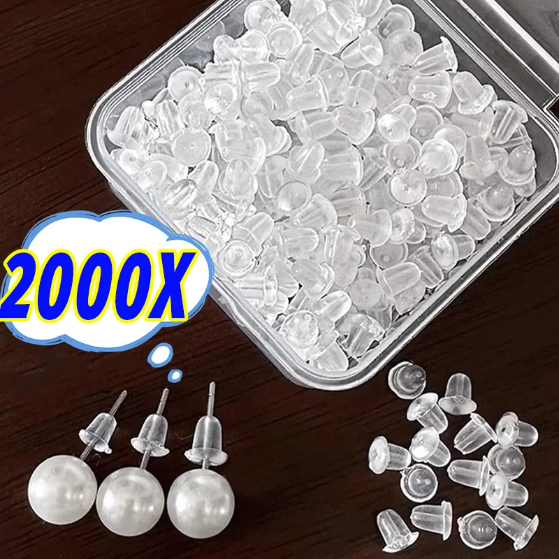 500-2000pcs Rubber Earring Back Silicone Round Ear Plug Blocked Caps Earrings Back Stoppers Supplies for Jewelry New DIY Making