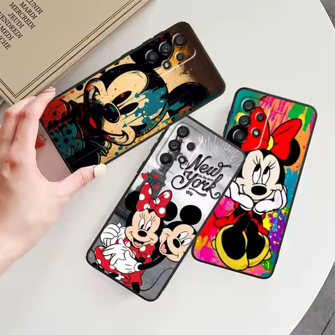 Mickey Minne Art Cartoon For Samsung A53 A52 A33 A32 A51 A71 A21S A13 A73 A55 A22 A23 A35 A72 A54 A12 5G Black Cover Phone Case