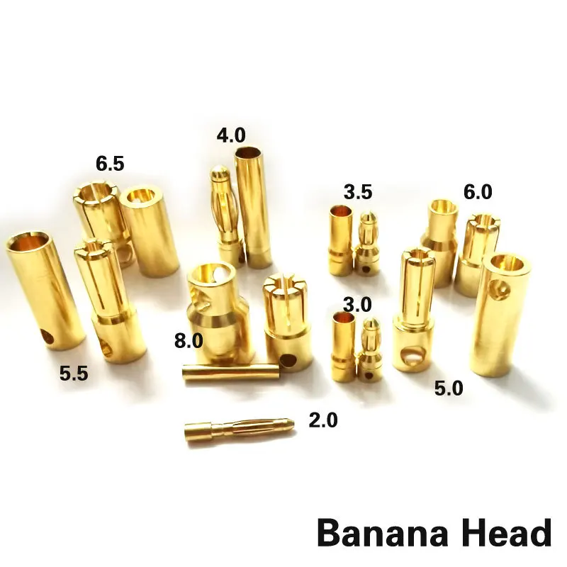 10 Paar Modellflug zeug 2,0mm 3,5mm 4,0mm 5,0 5,5 6,0 8,0 Bananen kopf motor mit elektrisch einstellbaren männlichen und weiblichen Köpfen