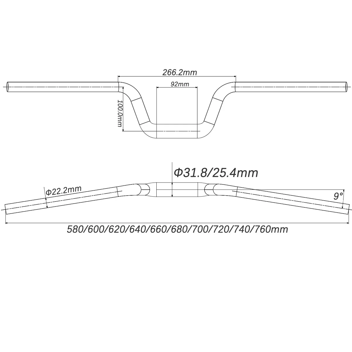 No-Logo Fahrrad-Schwalbenschwanzlenker, Durchmesser 25,4 mm, Carbonfaser-Fahrrad-Riser-Lenker, U-förmiger Fahrradlenker – Detail 2