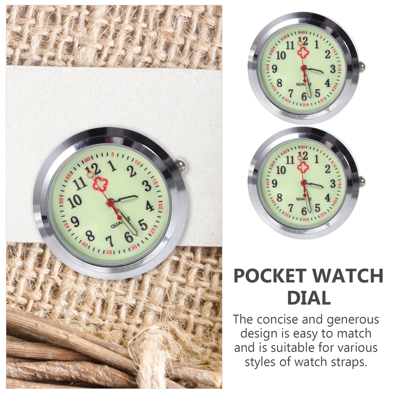 

2Pcs Night Glow Quartz Pocket Watch Dial Suitable for DIY Nurse Fob Watch Parts Vintage Style Accessory Nurse Fob Dial