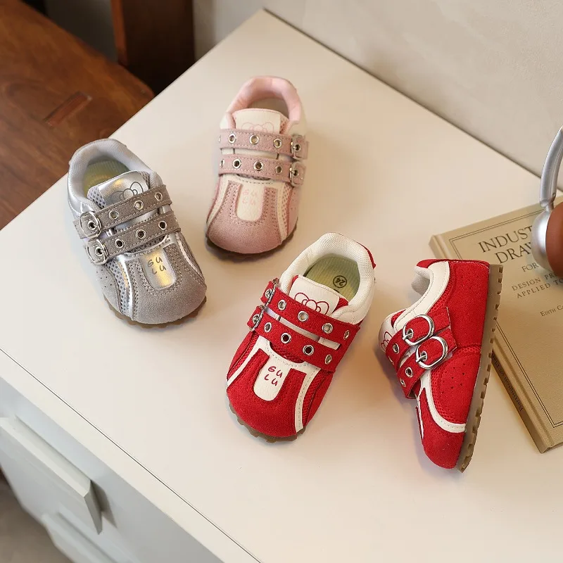 

Spring Boys Girl's Casual Shoes Round Toe Hook-loop Daily Chic Kid's Flat Shoe Pink Grey Anti-slip Comfy Versatile Children Shoe