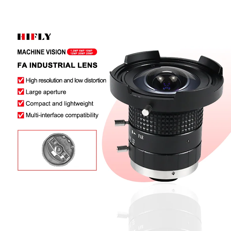HIFLY Industrial Ultra Short Focal Length 3.5mm 2/3'' 3MP Wide-angle Lens for Machine Vision Camera
