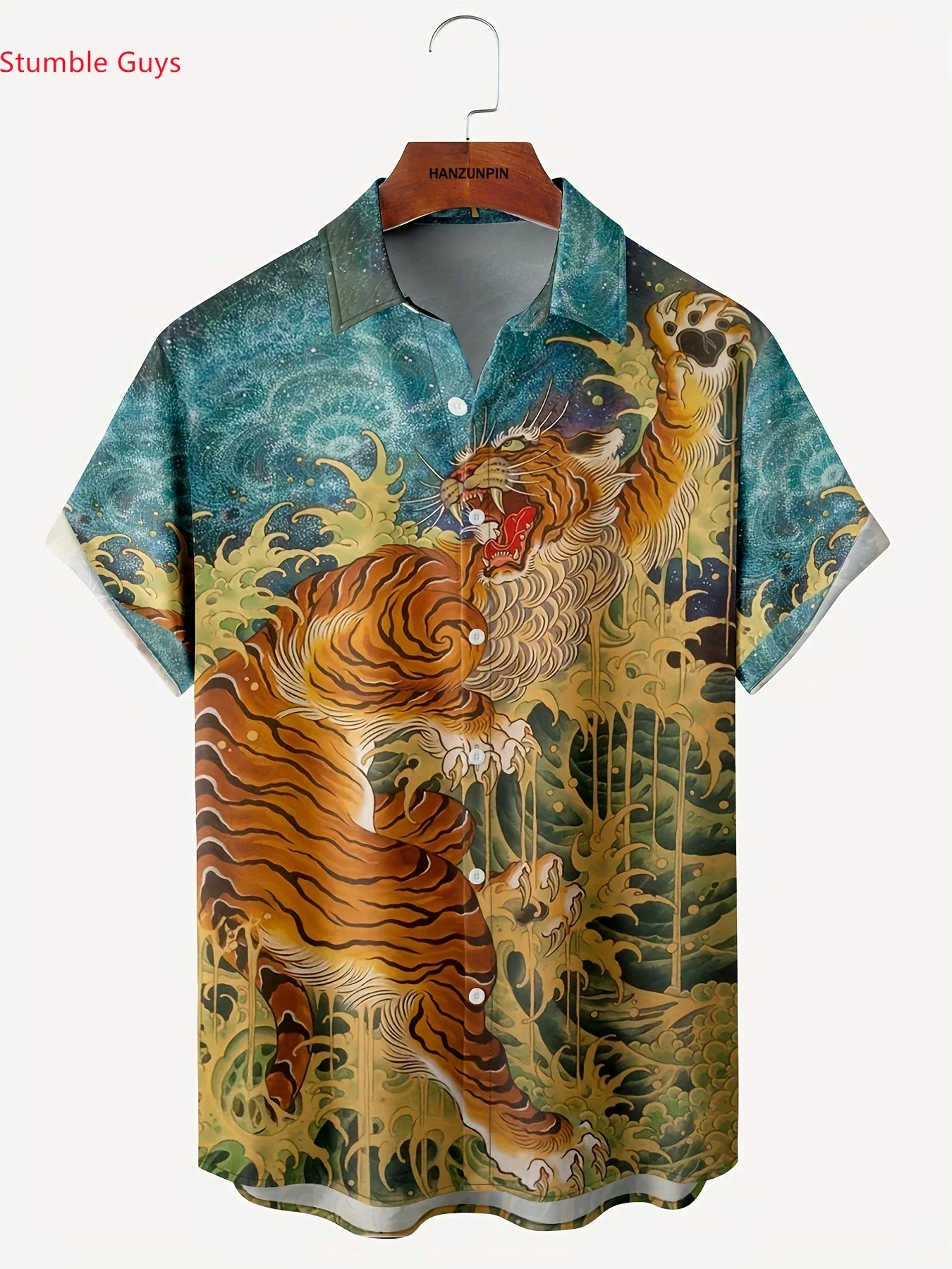Summer Fashion Hawaiian Shirt For Men Man Short Sleeve Casual Tropical Print Lightweight Breathable Party Shirts